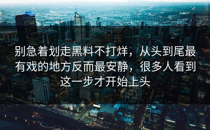 别急着划走黑料不打烊，从头到尾最有戏的地方反而最安静，很多人看到这一步才开始上头