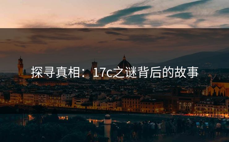 探寻真相：17c之谜背后的故事