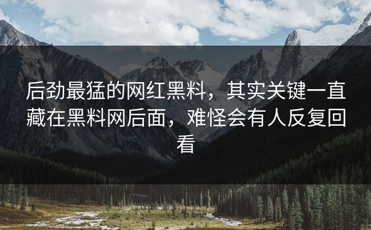 后劲最猛的网红黑料，其实关键一直藏在黑料网后面，难怪会有人反复回看
