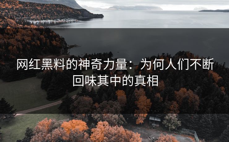 网红黑料的神奇力量：为何人们不断回味其中的真相