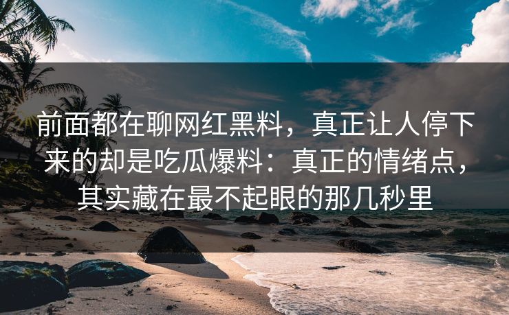 前面都在聊网红黑料,真正让人停下来的却是吃瓜爆料:真正的情绪点,其实藏在最不起眼的那几秒里