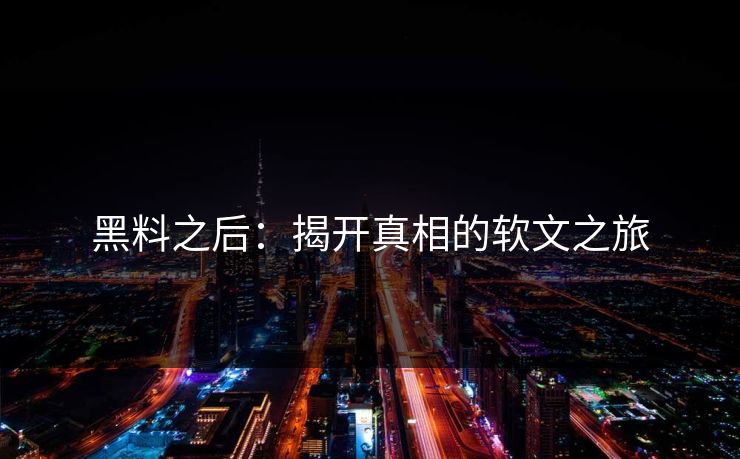 黑料之后：揭开真相的软文之旅